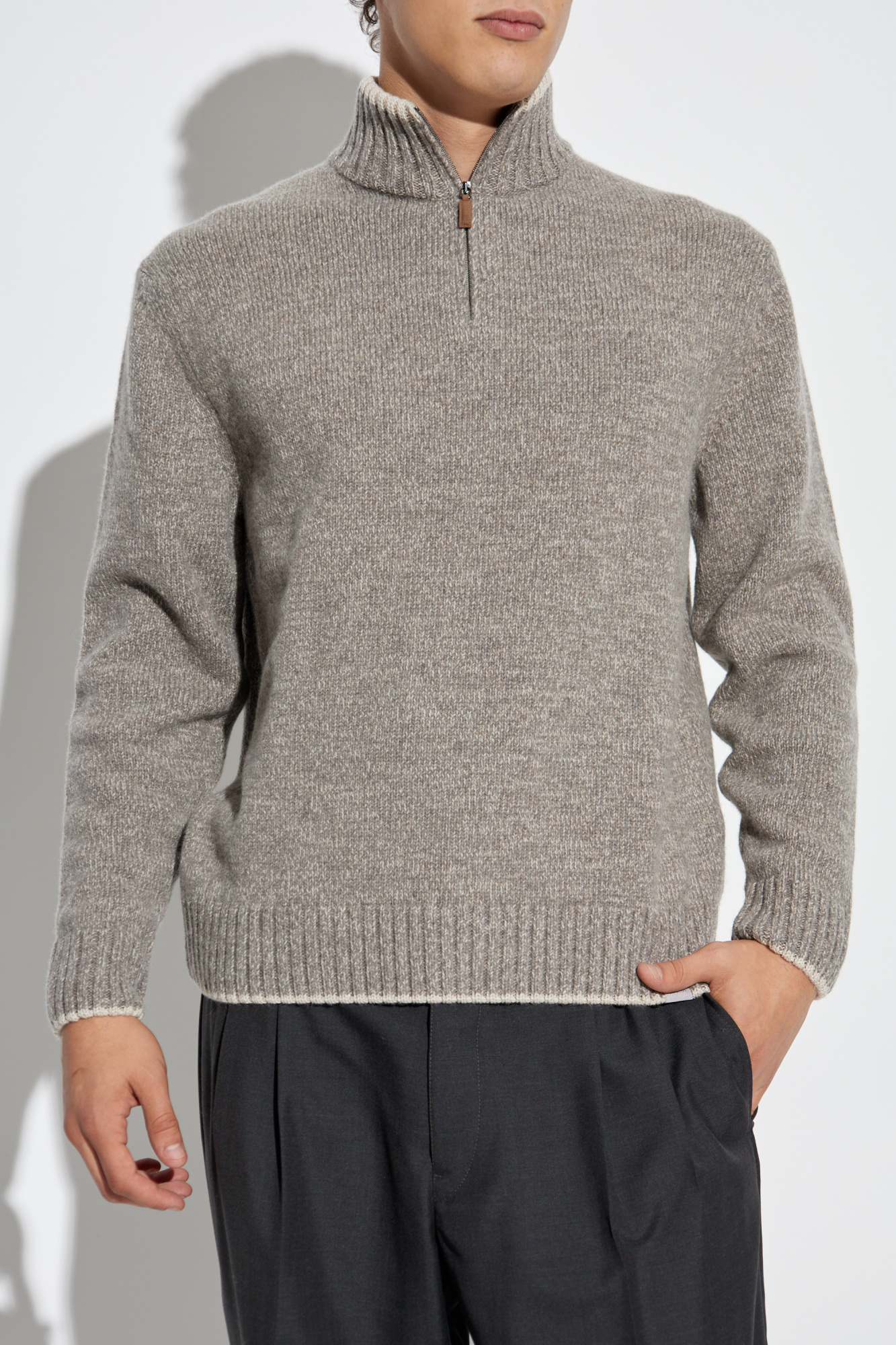 PAUL&SHARK ハーフジップウール100% made in Italy Grey Wool sweater Paul & Shark - Vitkac Italy